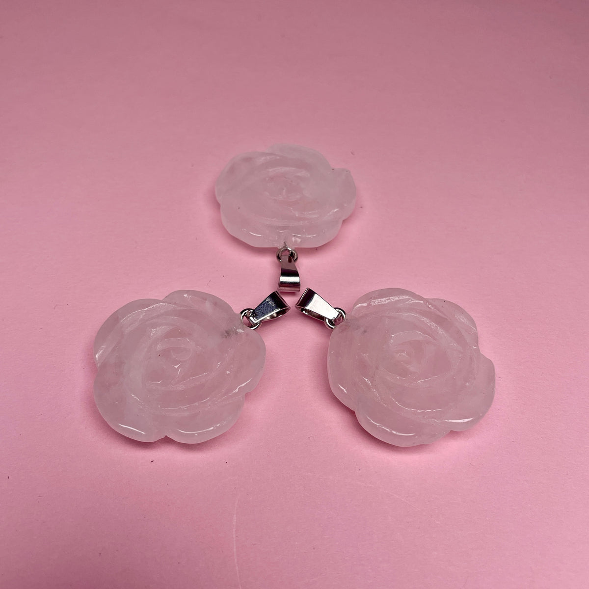 Boho Stone Rose Pendant - Light Pink — billede 3 af 3