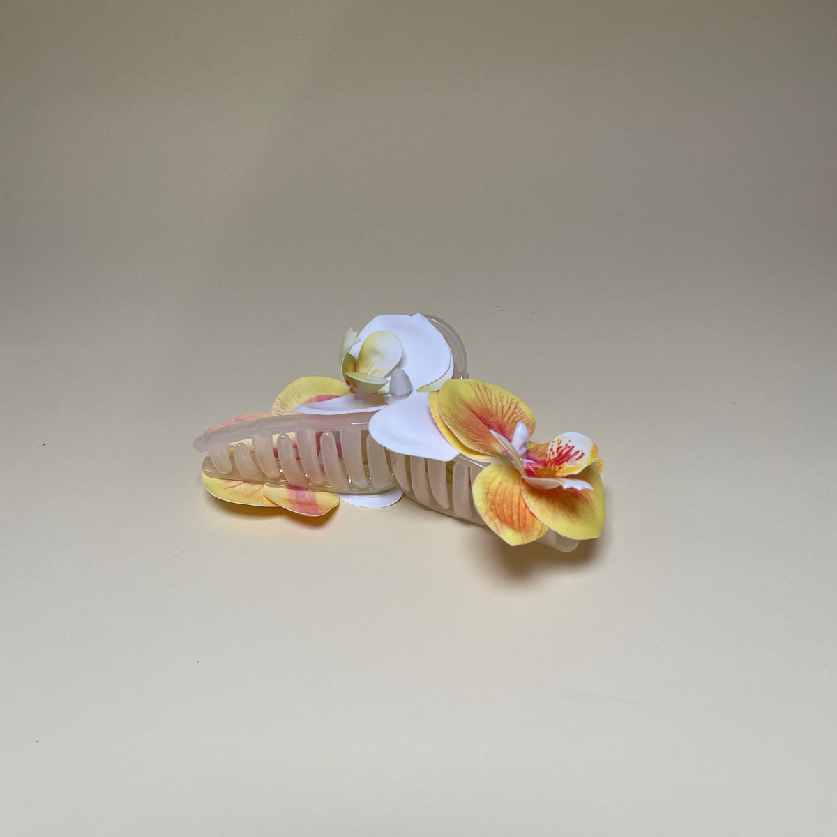 Orchid hairclip - Orange/White — billede 2 af 2
