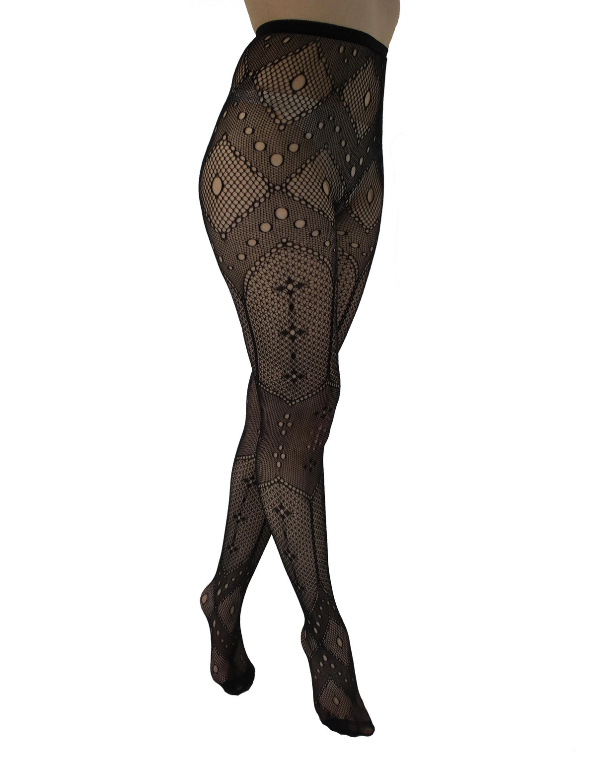 PM Spot Pattern Net Tights - Black — billede 2 af 3