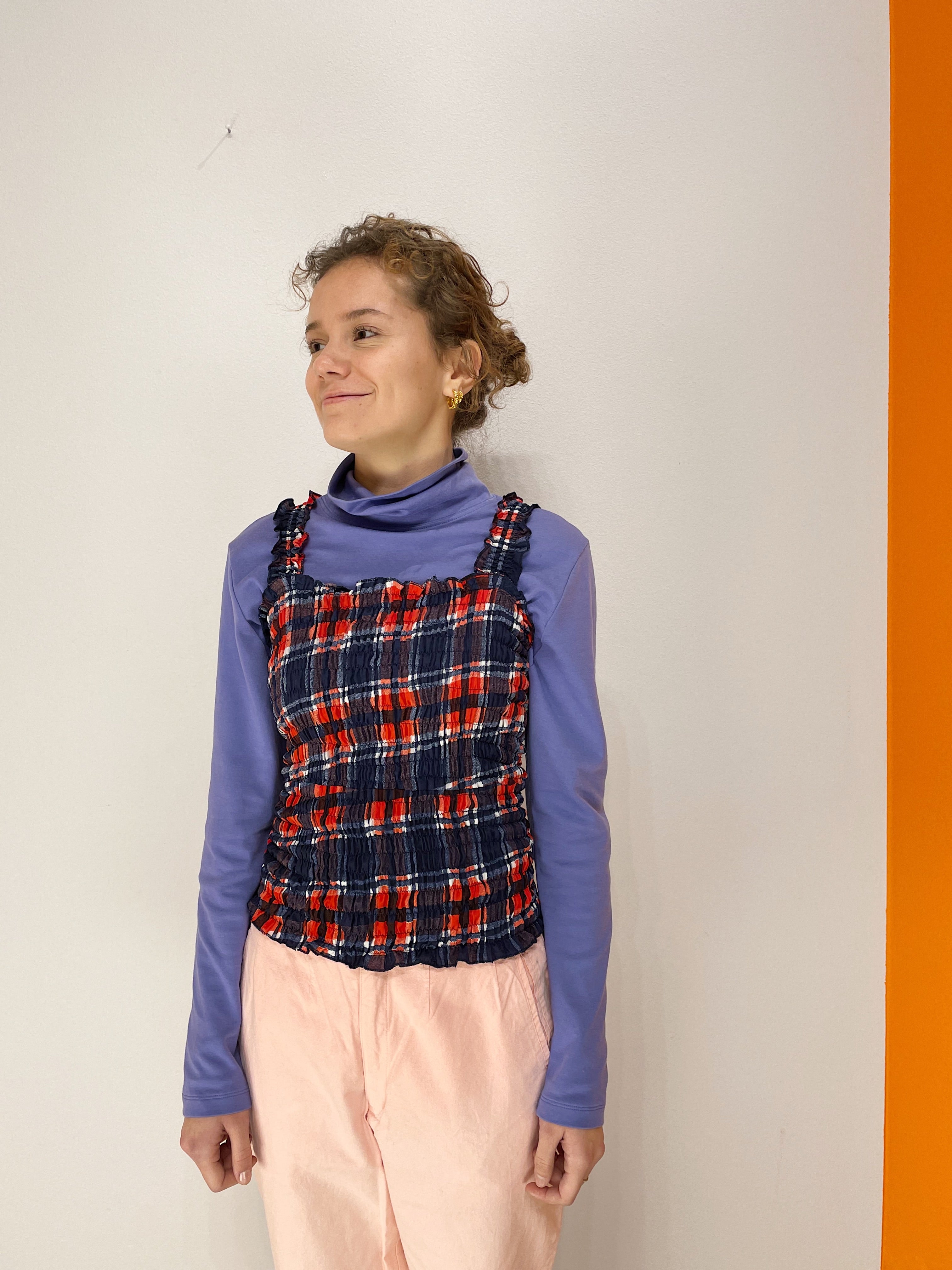 Smock Top - Blå / Rød