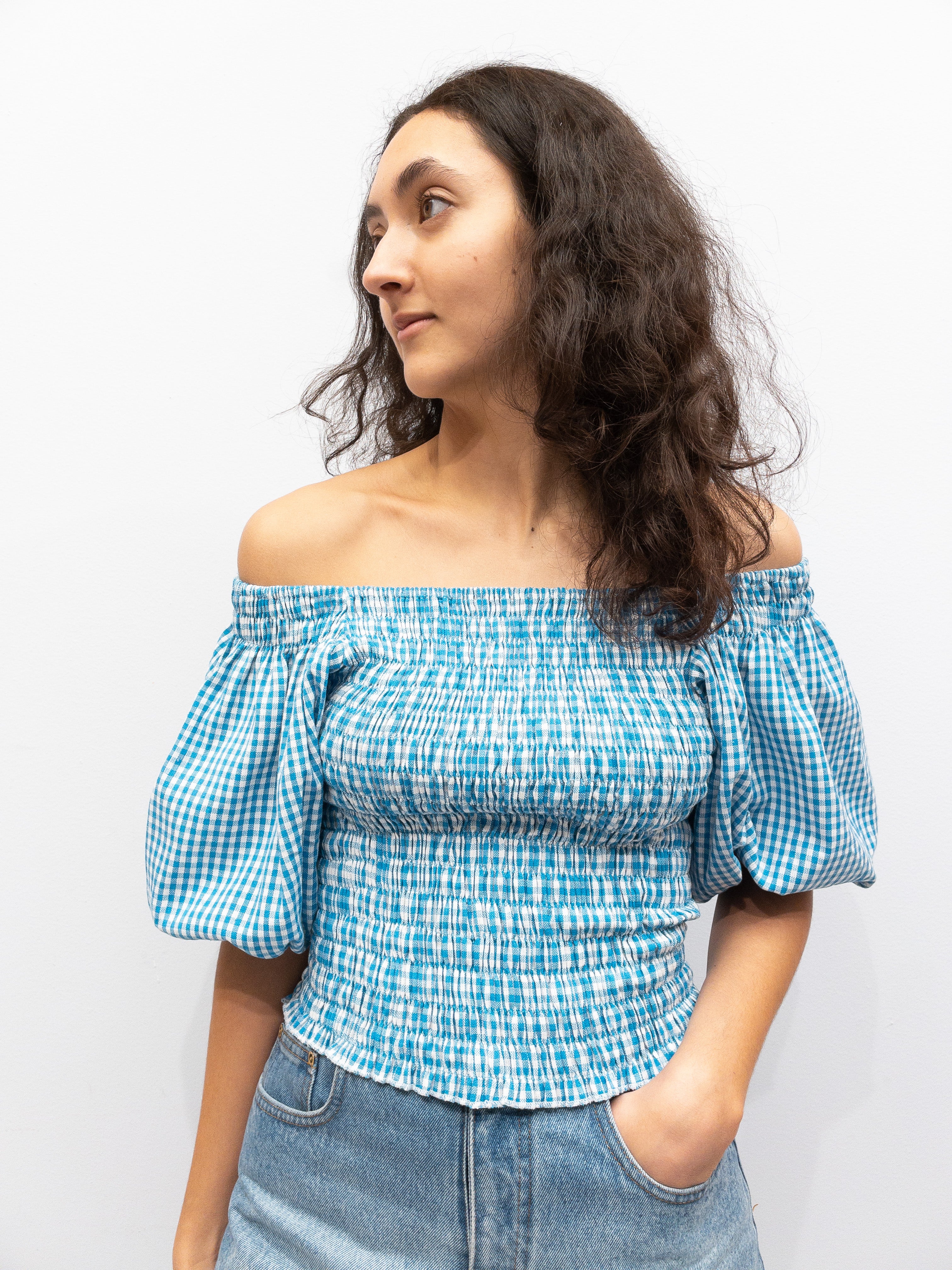 Puff Top - Lyseblå Tern