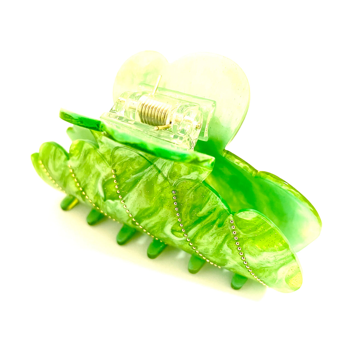 Gold Dot Hairclip - Green Glitter — billede 2 af 2