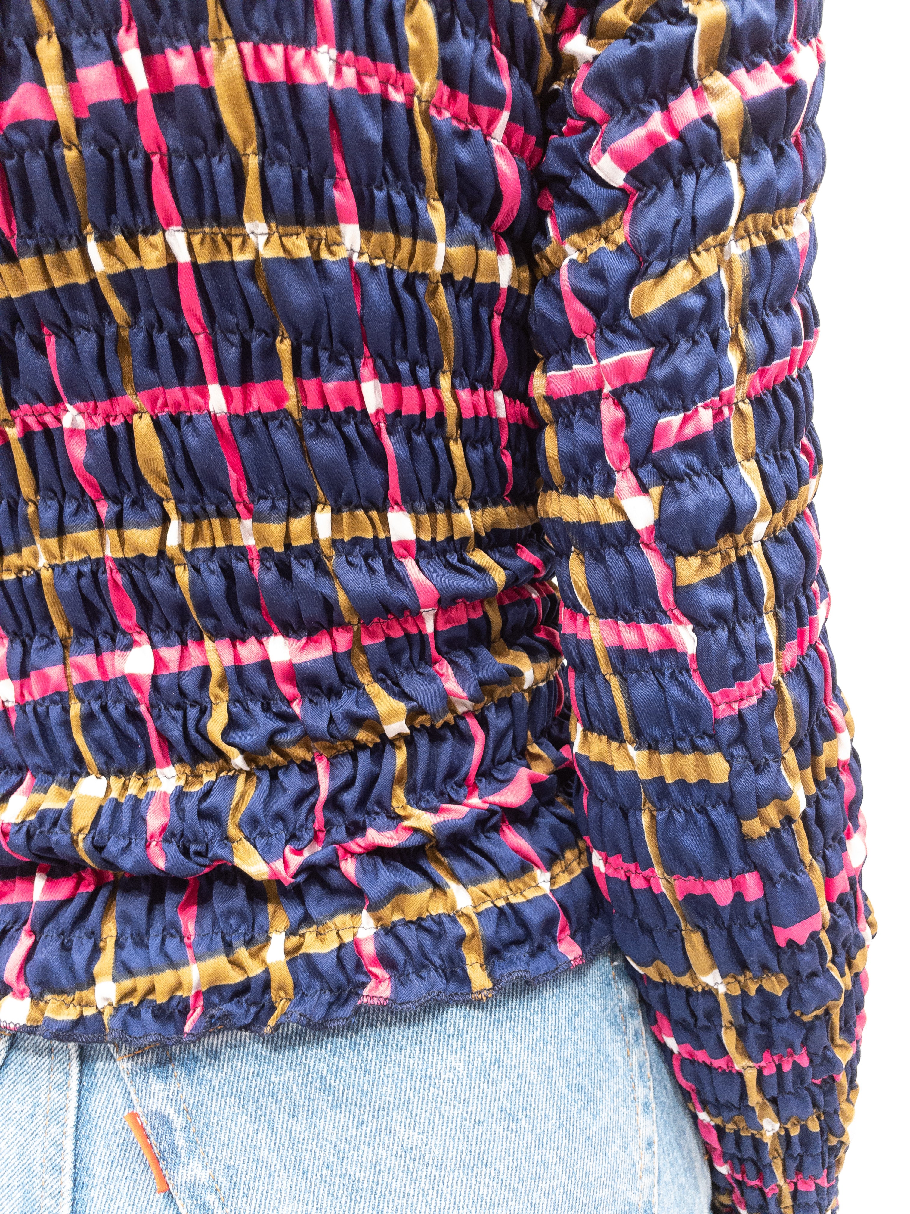 Smock Top Pink/Mørkeblå - Long Sleeve