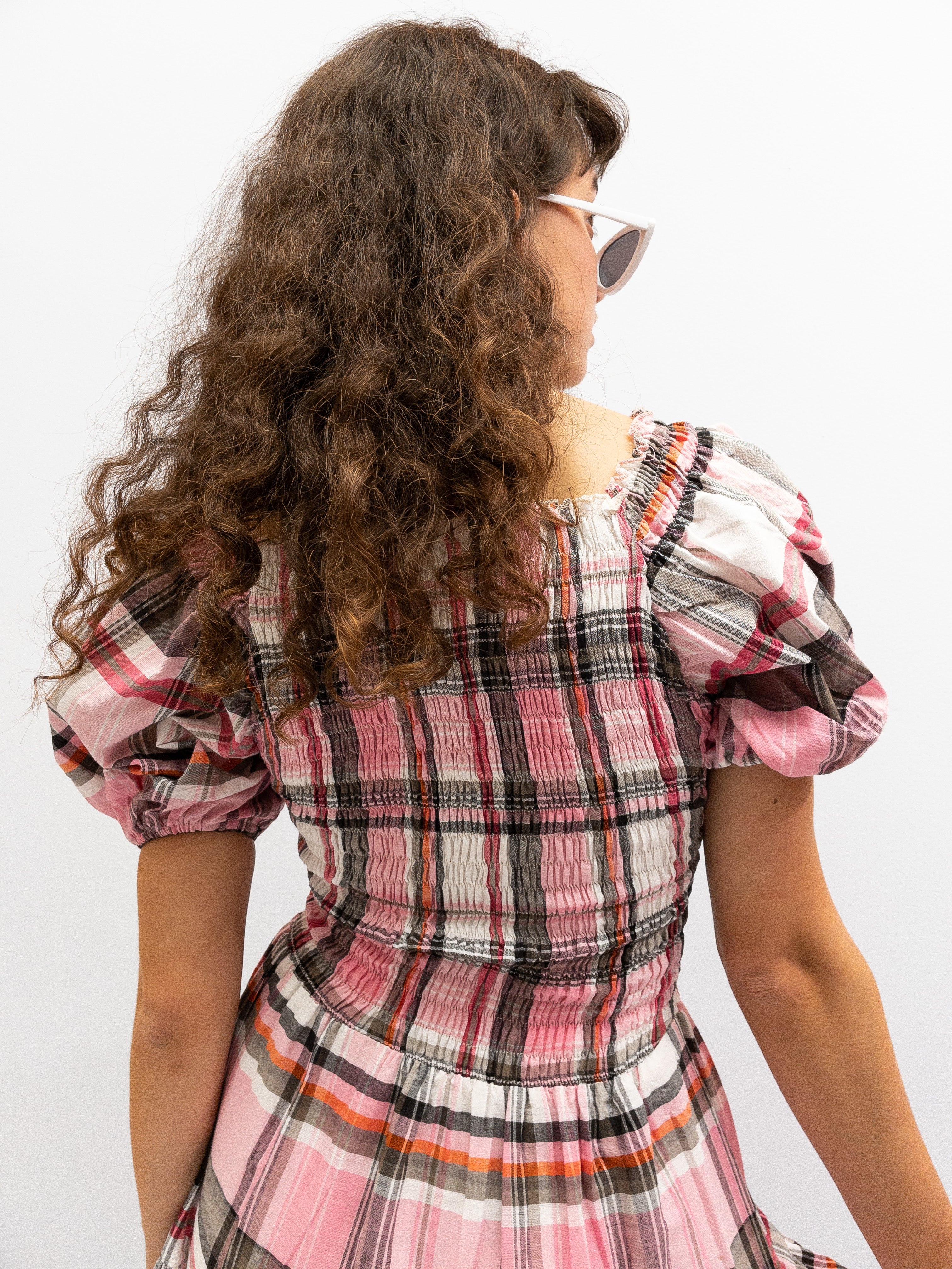 Off Shoulder Smock Dress Short - Lyserøde Tern