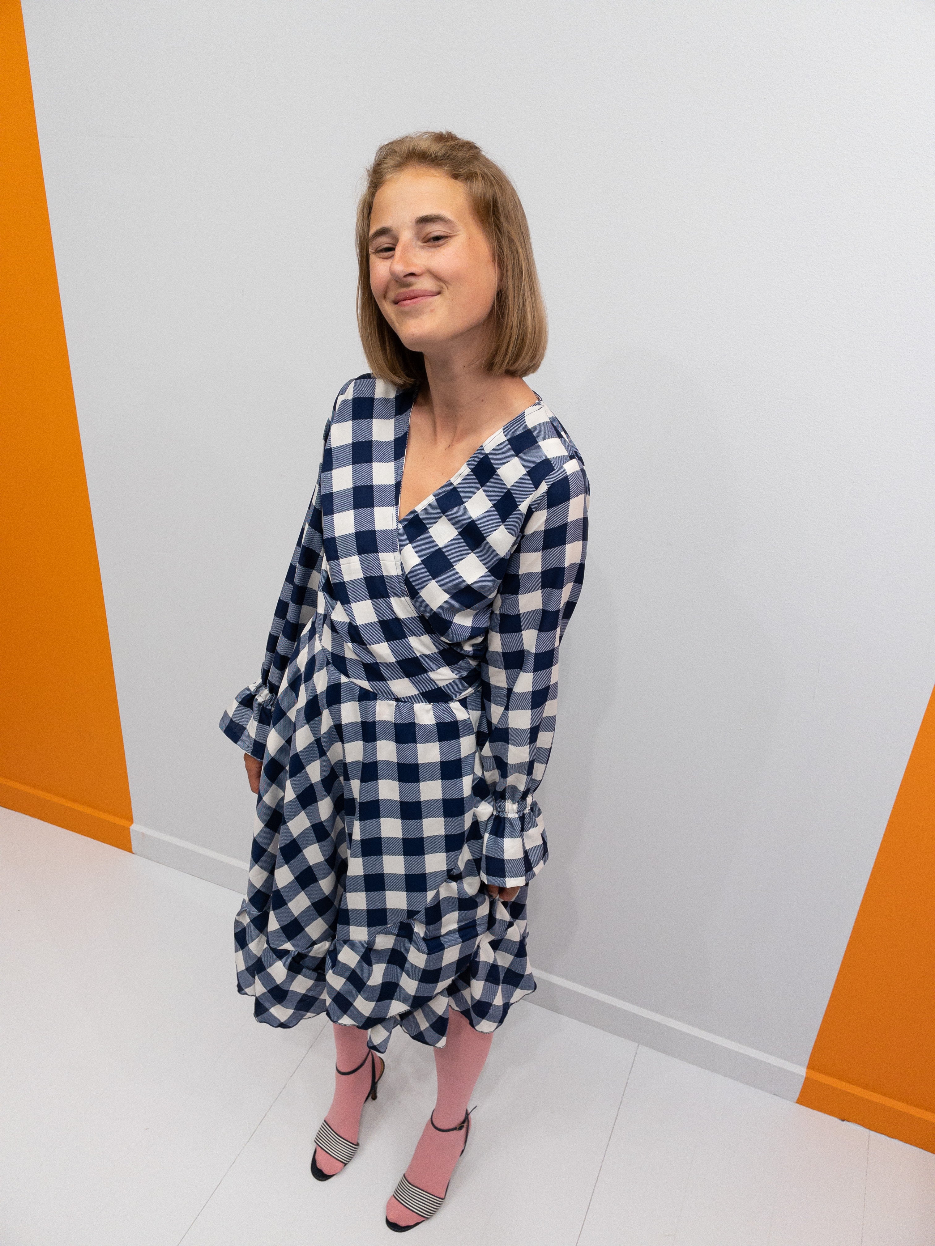 Ruffle Wrap Dress Short - Blå/Hvid Tern