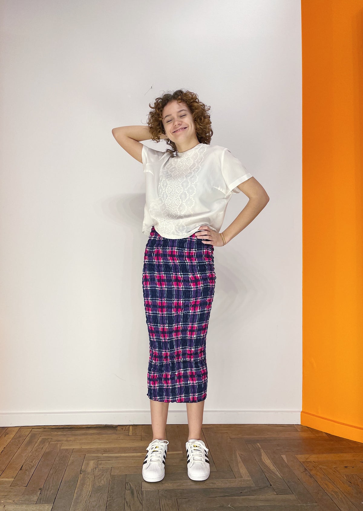 Smock Pencil Skirt / Dress - Pink/Lilla Tern — billede 5 af 8
