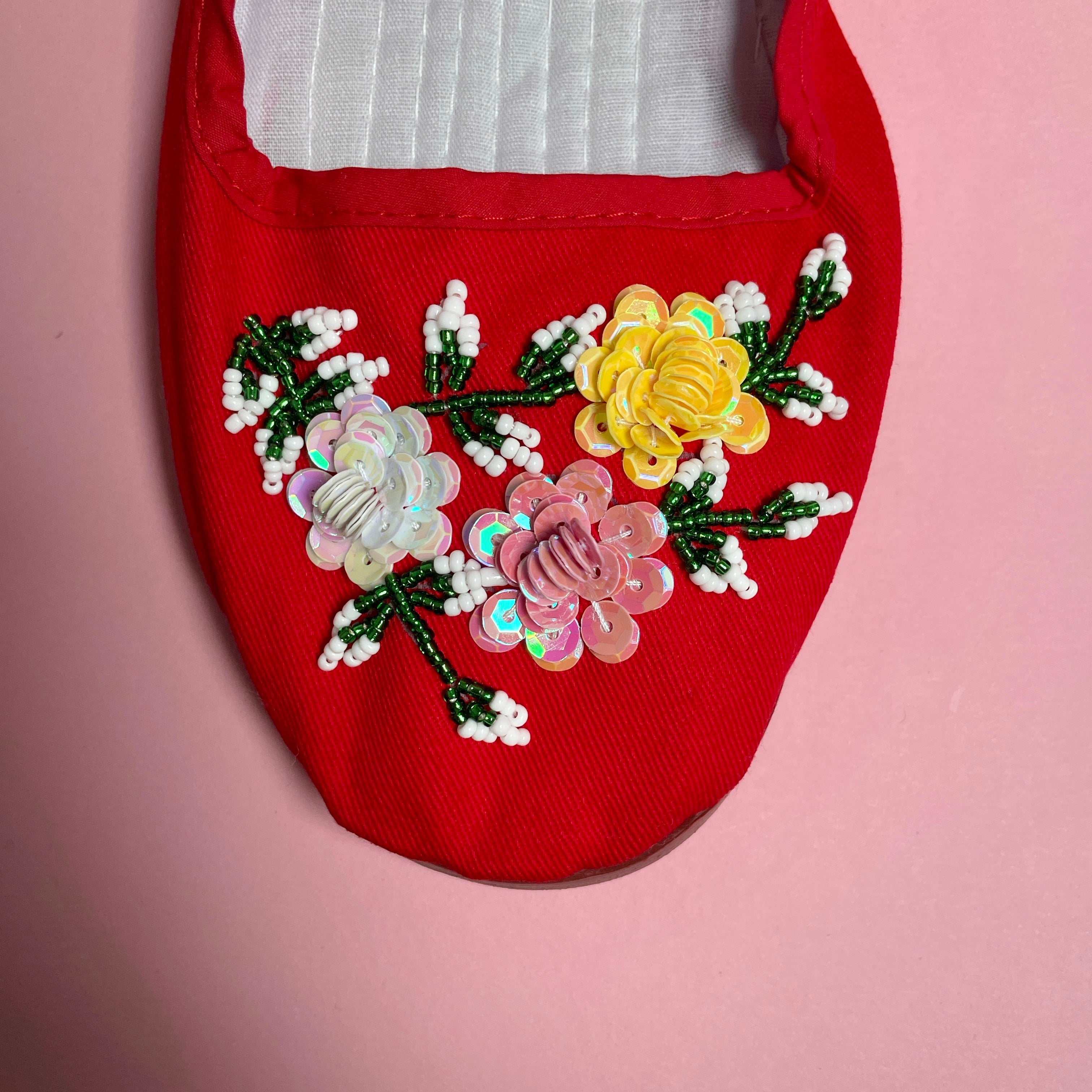 Cotton Sequin Mary Jane - Red