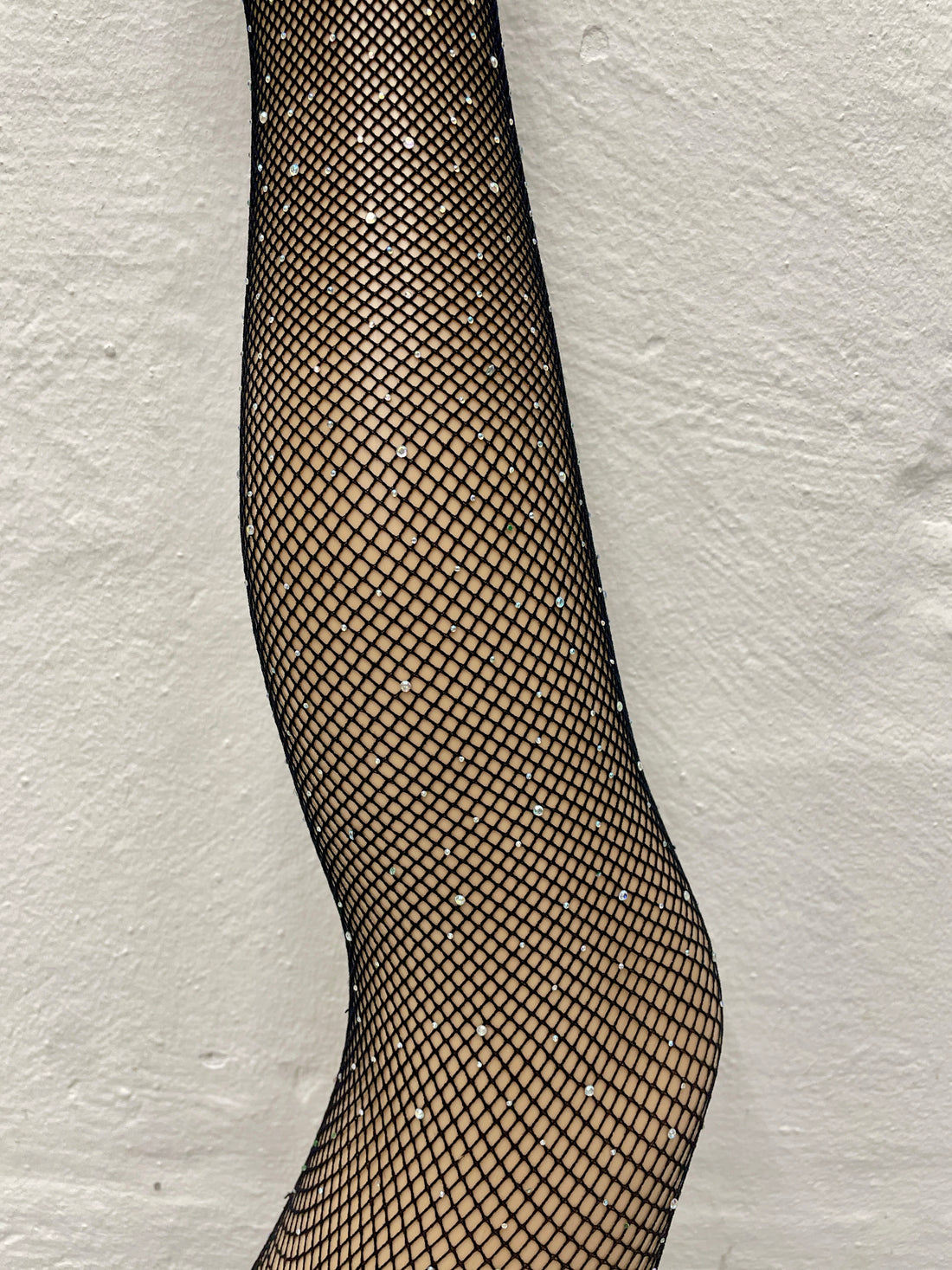 Fishnet Tights Rhinestone  - Black