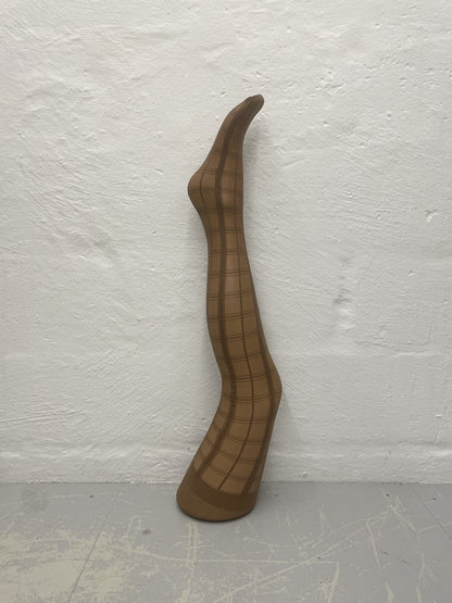 Sheer Tartan Tights - Brown