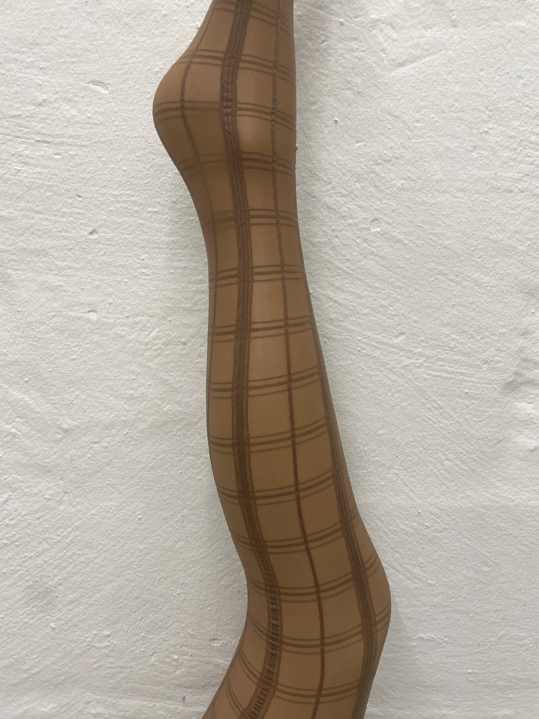 Sheer Tartan Tights - Brown