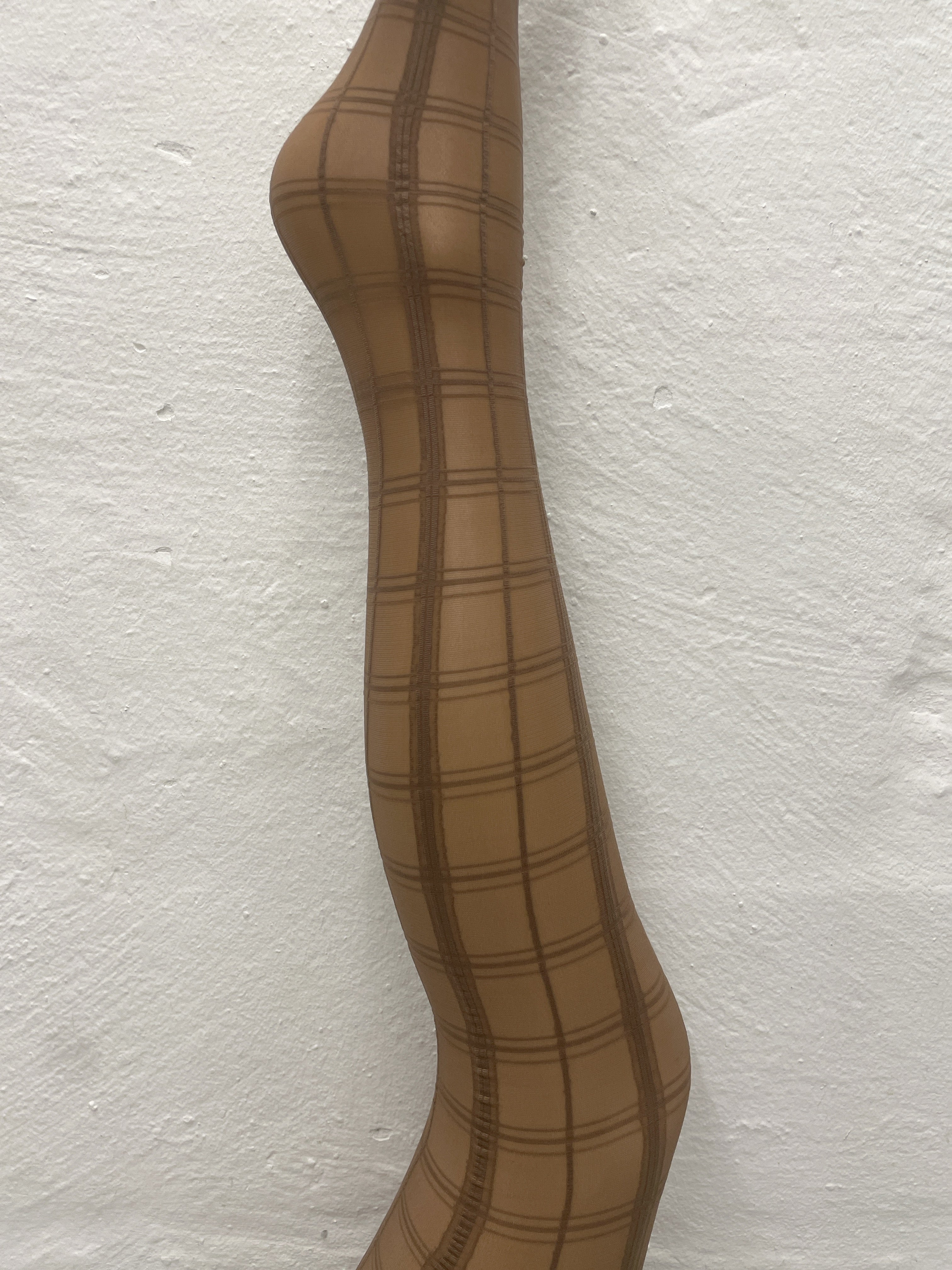 Sheer Tartan Tights - Brown