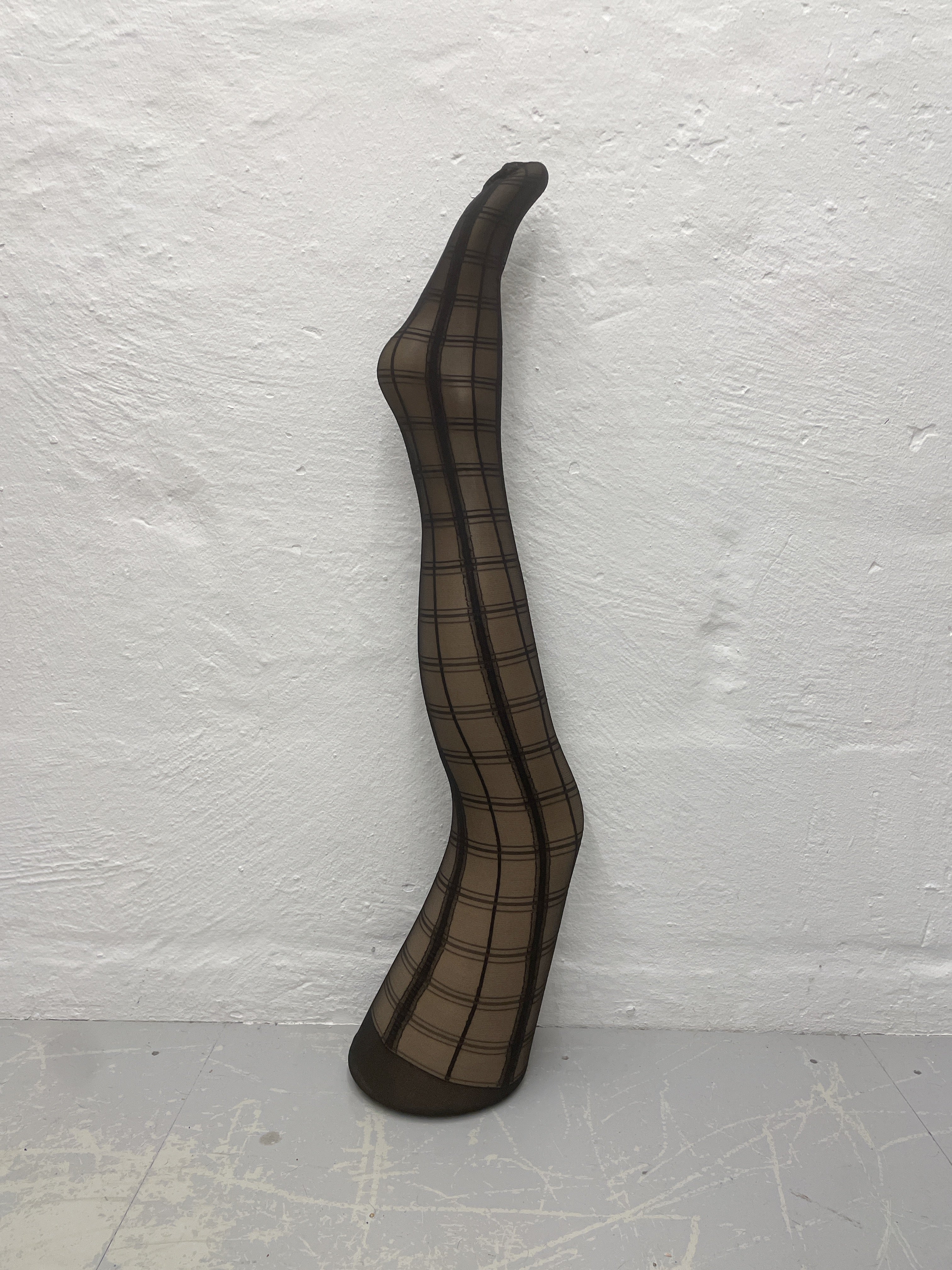 Sheer Tartan Tights - Black