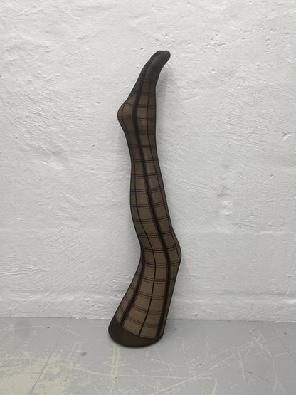 Sheer Tartan Tights - Black