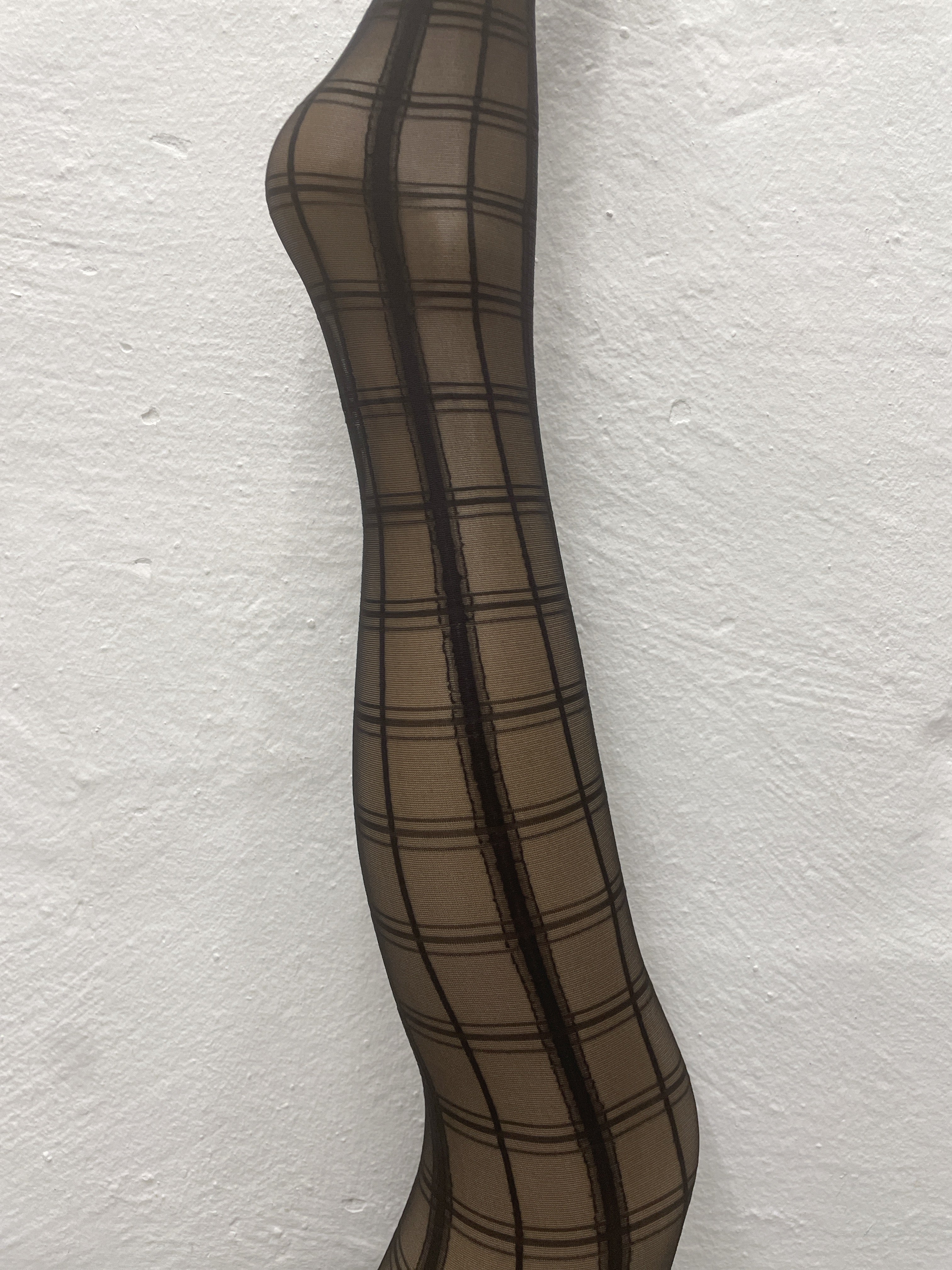 Sheer Tartan Tights - Black