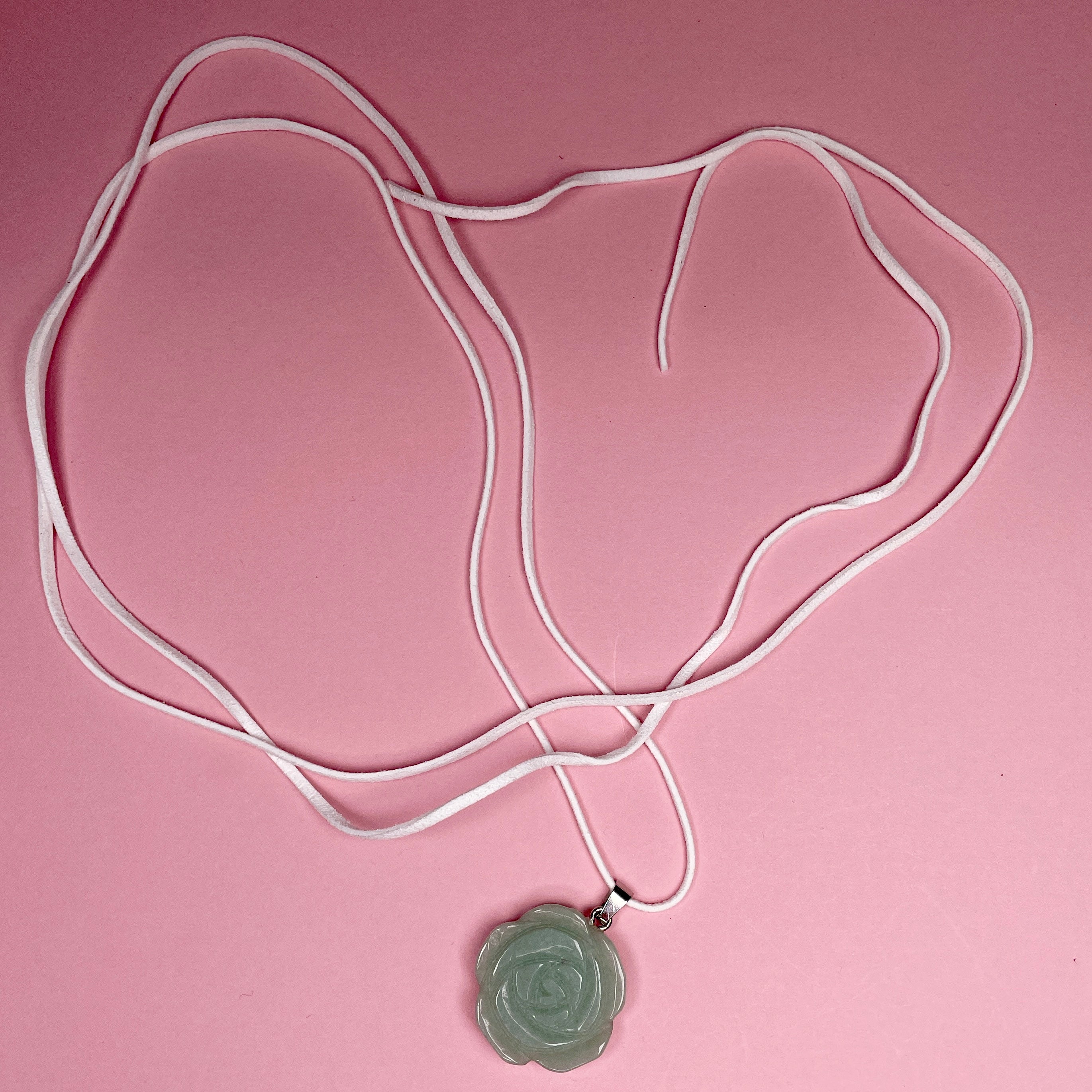 Boho Stone Rose Pendant - Green