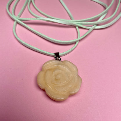 Boho Stone Rose Pendant - Yellow