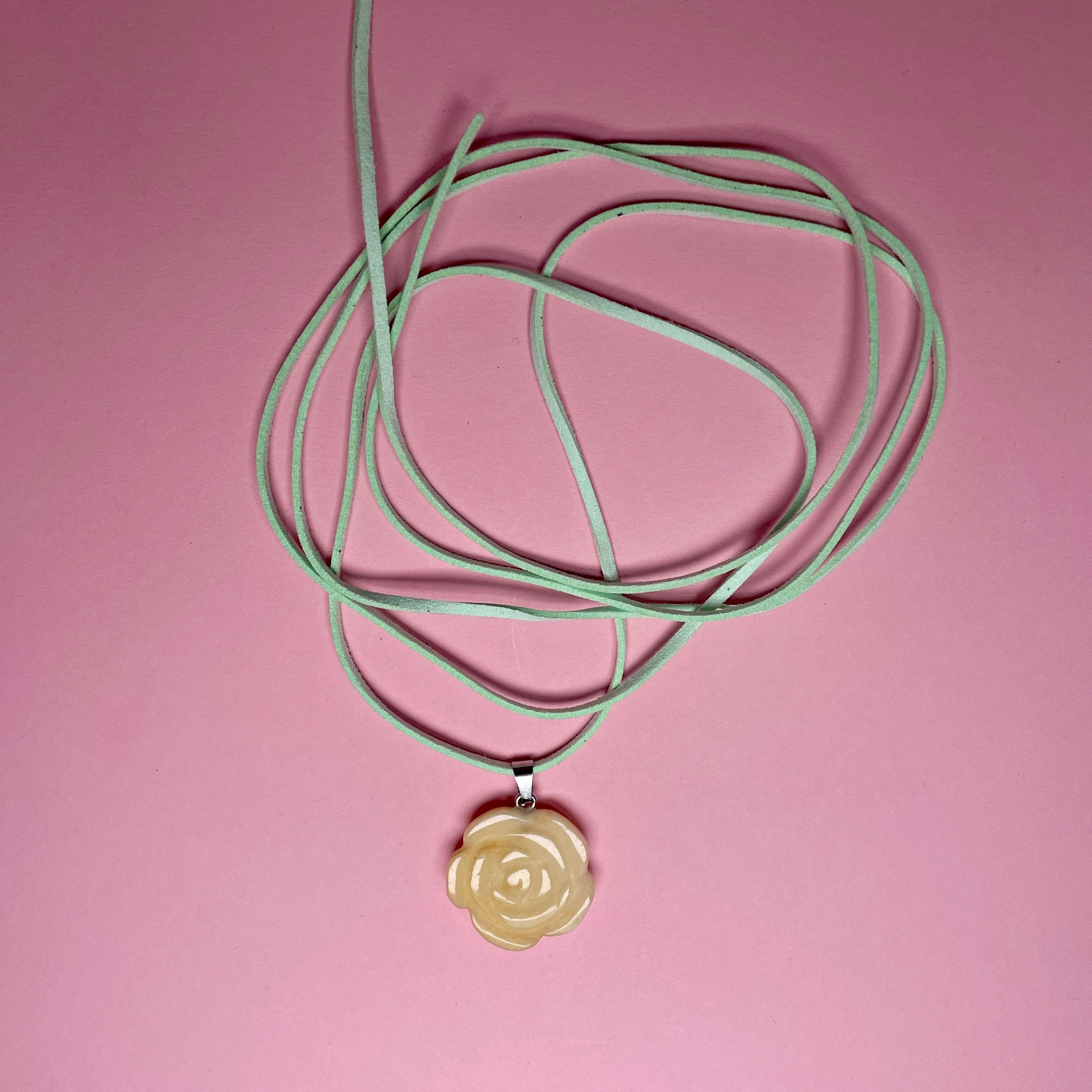 Boho Stone Rose Pendant - Yellow