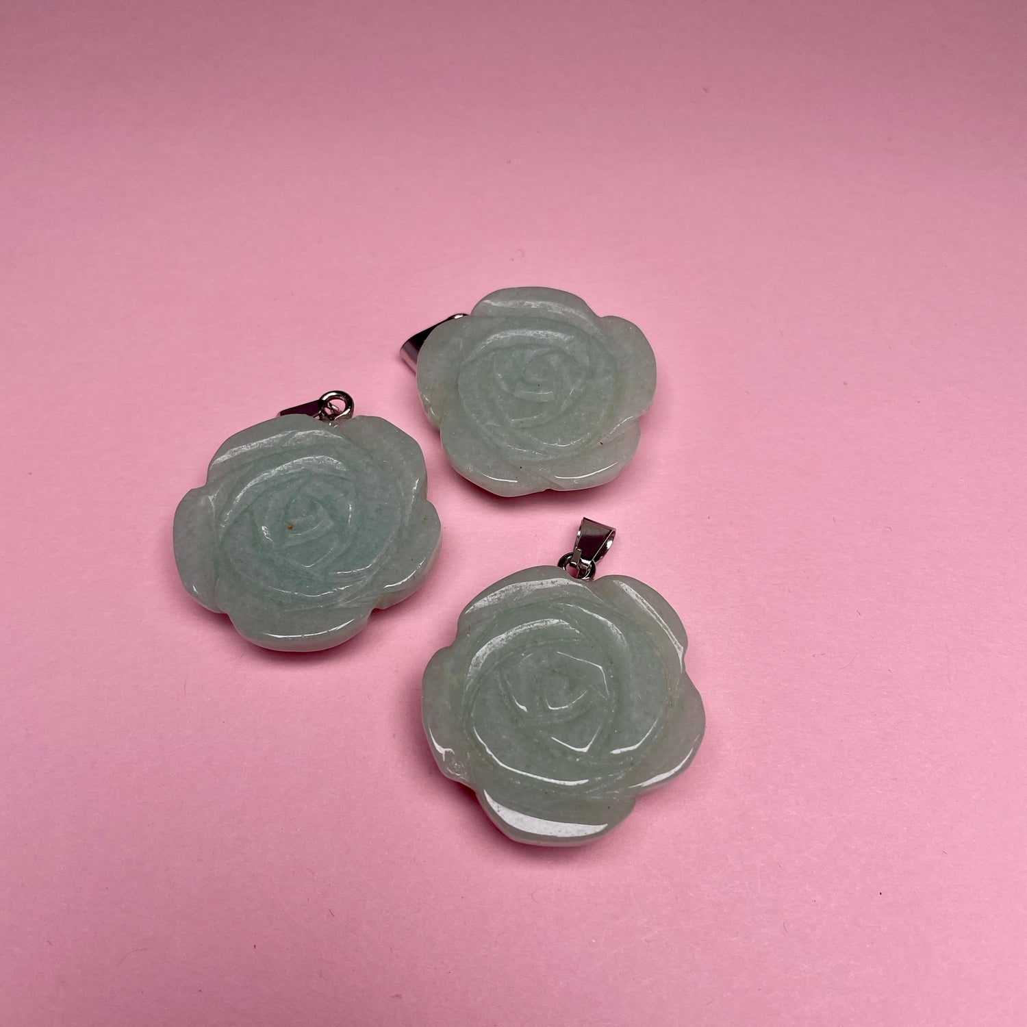 Boho Stone Rose Pendant - Green