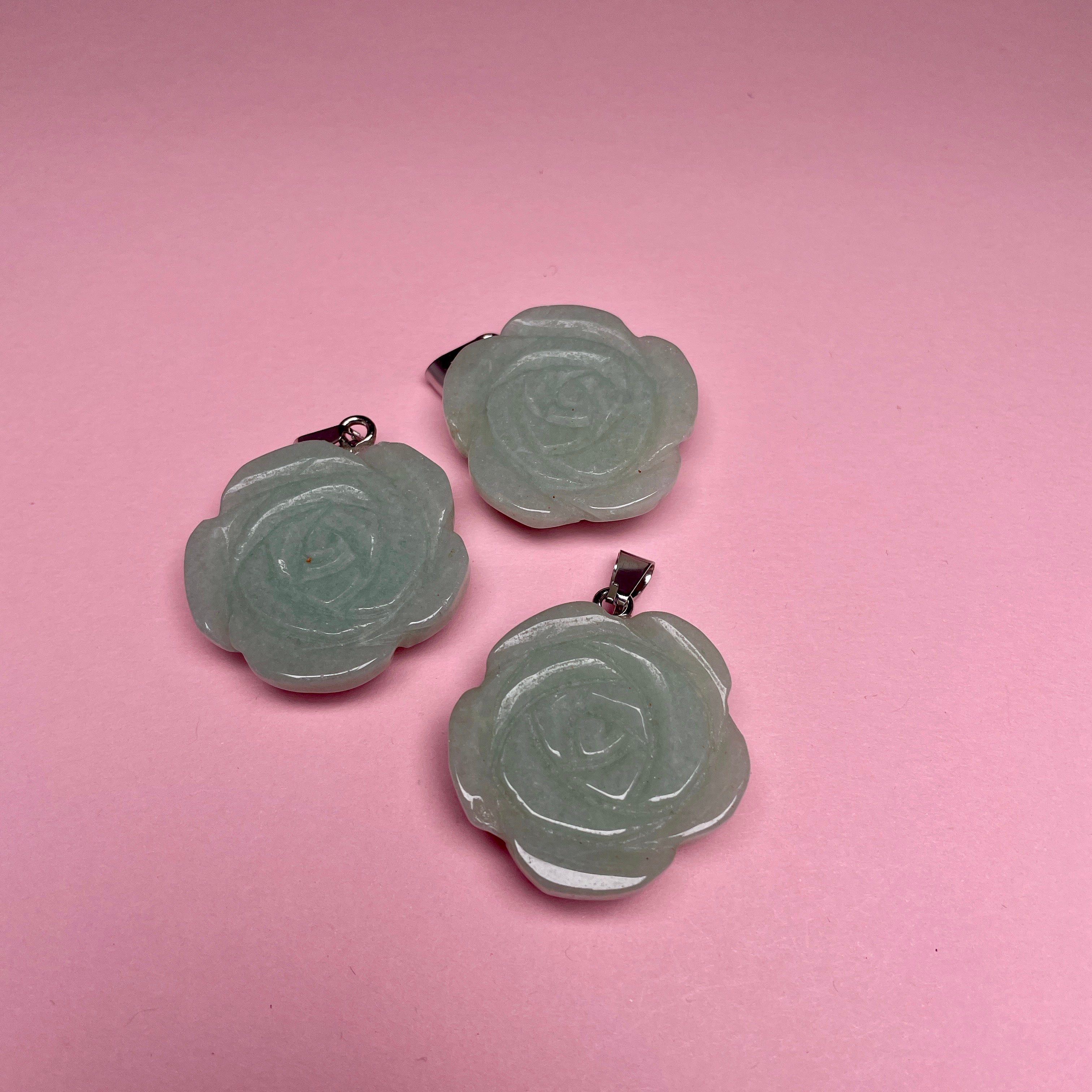 Boho Stone Rose Pendant - Green