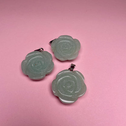 Boho Stone Rose Pendant - Green