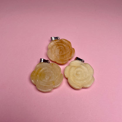 Boho Stone Rose Pendant - Yellow