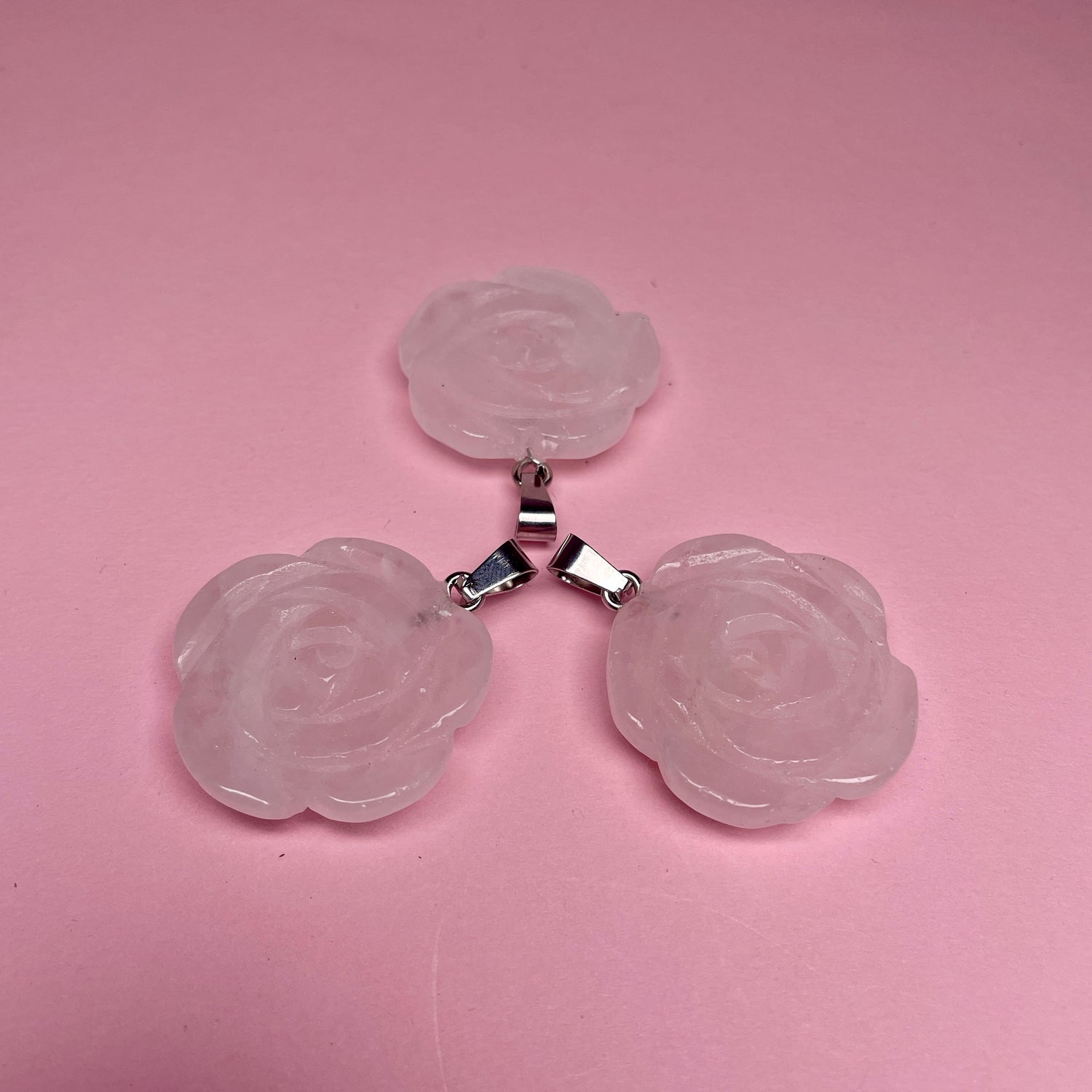 Boho Stone Rose Pendant - Light Pink