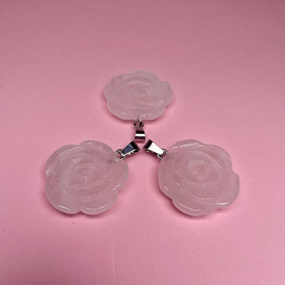 Boho Stone Rose Pendant - Light Pink