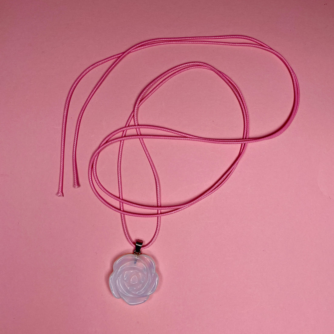 Boho Stone Rose Pendant - White