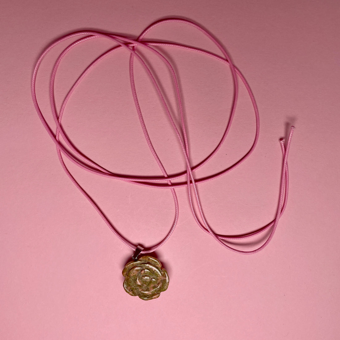 Boho Stone Rose Pendant - Green/Pink Marble