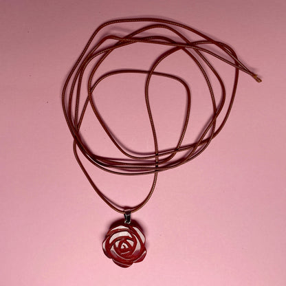 Boho Stone Rose Pendant - Red
