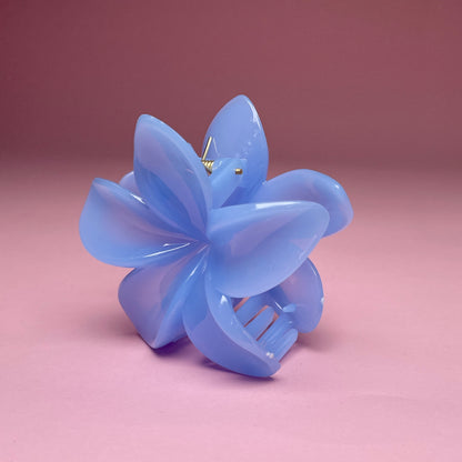 Medium Hawaiian Flower Hairclip - Blue