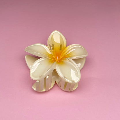 Medium Hawaiian Flower Hairclip - Yellow Ombré
