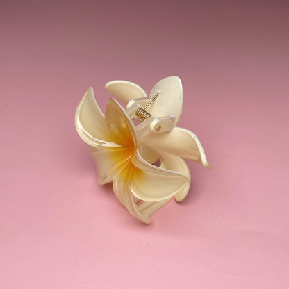 Medium Hawaiian Flower Hairclip - Yellow Ombré