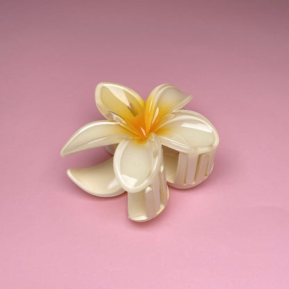 Medium Hawaiian Flower Hairclip - Yellow Ombré