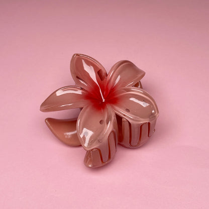 Small Hawaiian Flower Hairclip - Dark Rose Ombré