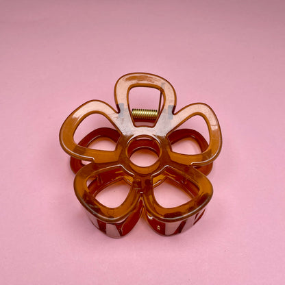 Simple Flower Hairclip - Brown