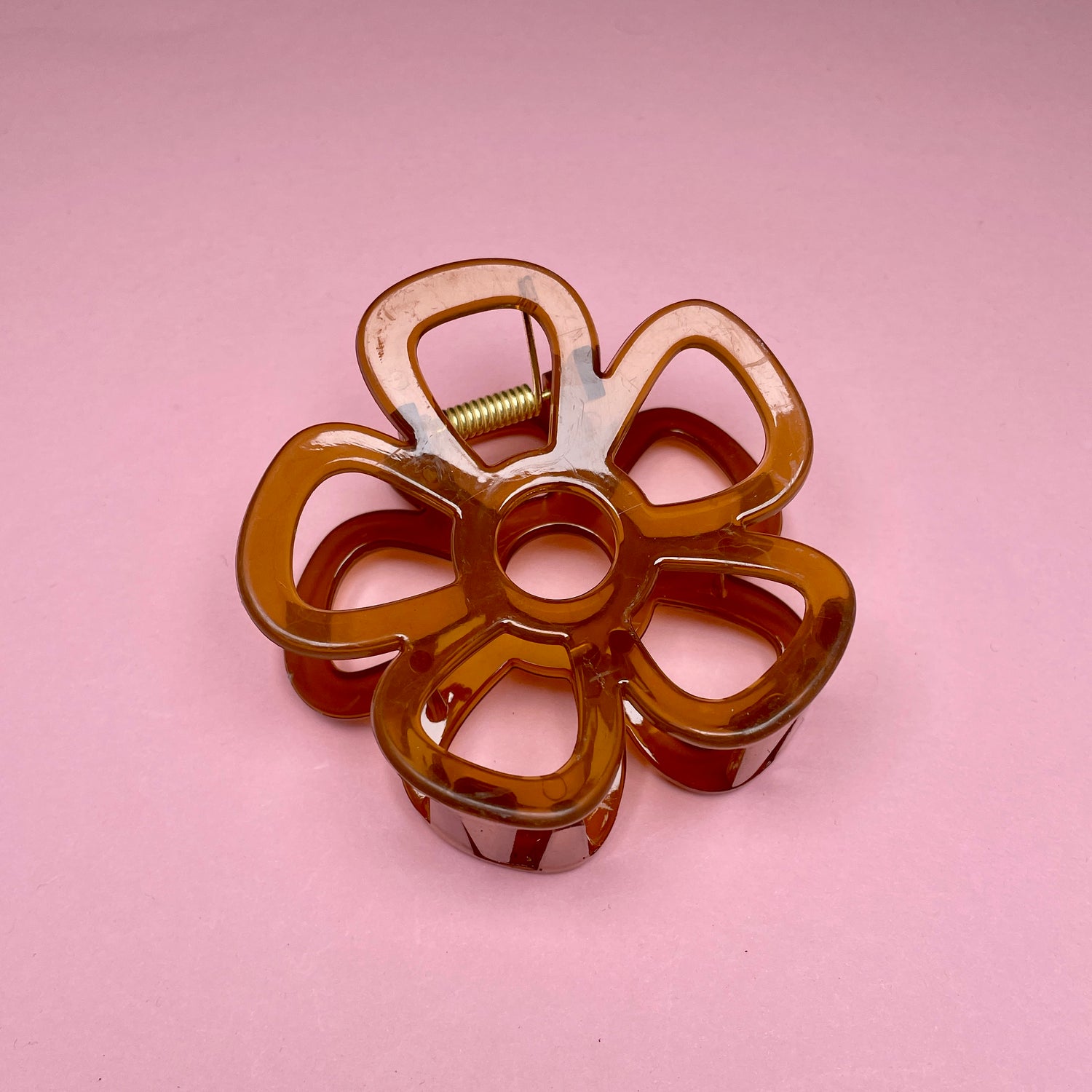 Simple Flower Hairclip - Brown