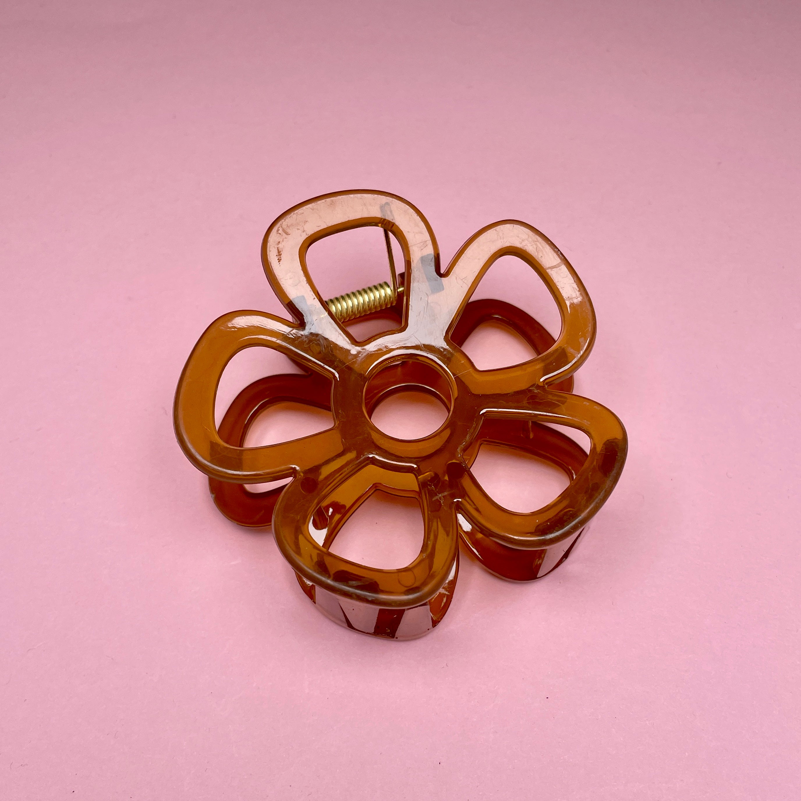 Simple Flower Hairclip - Brown
