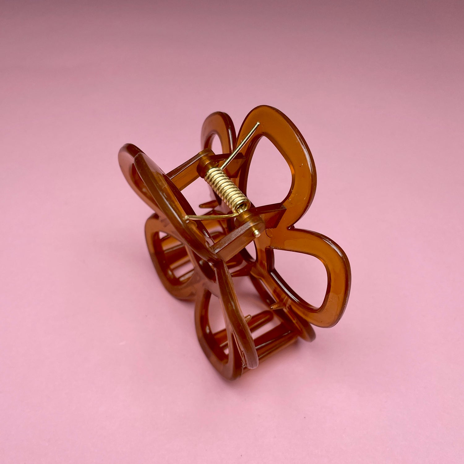Simple Flower Hairclip - Brown