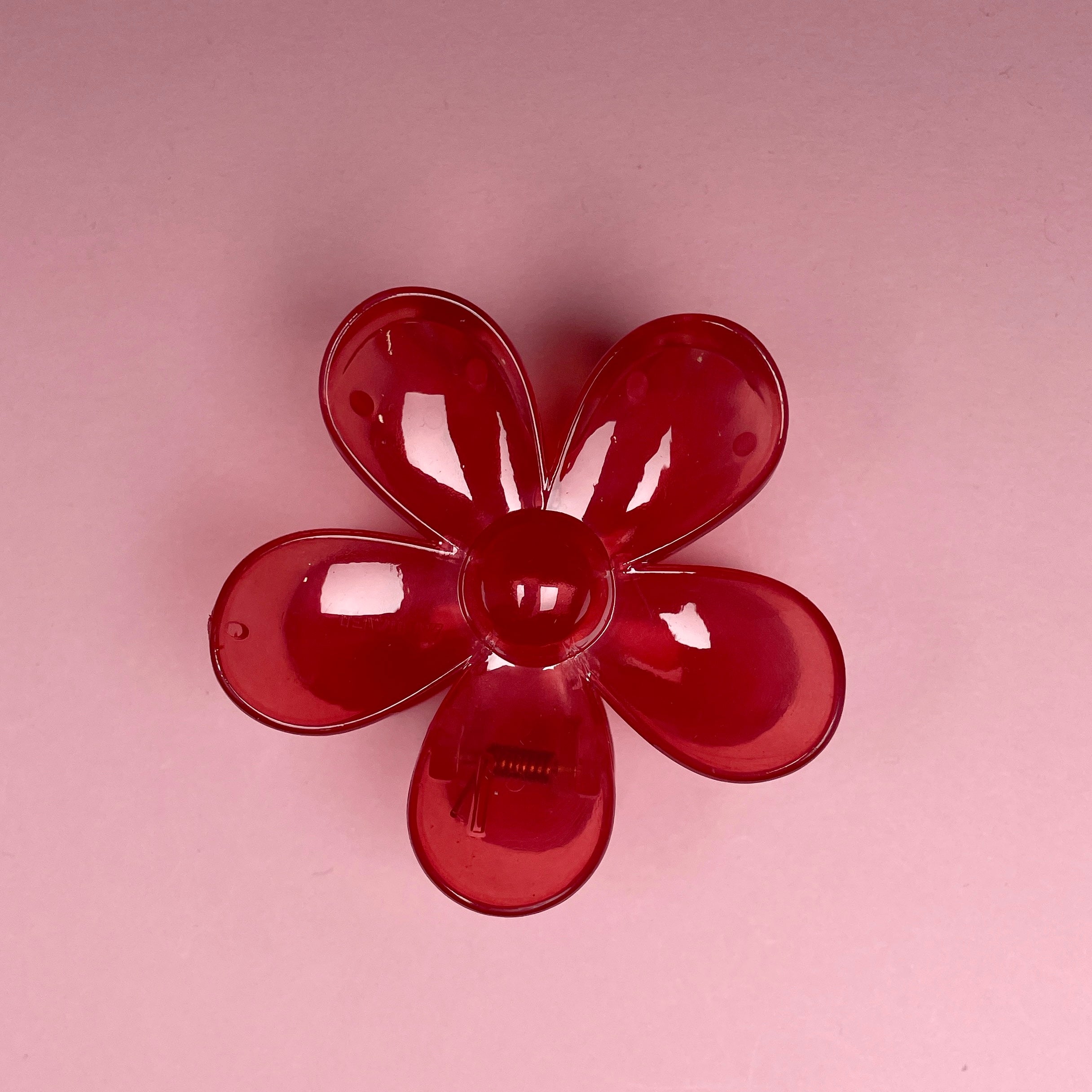 Flower Hairclip - Transparent Raspberry