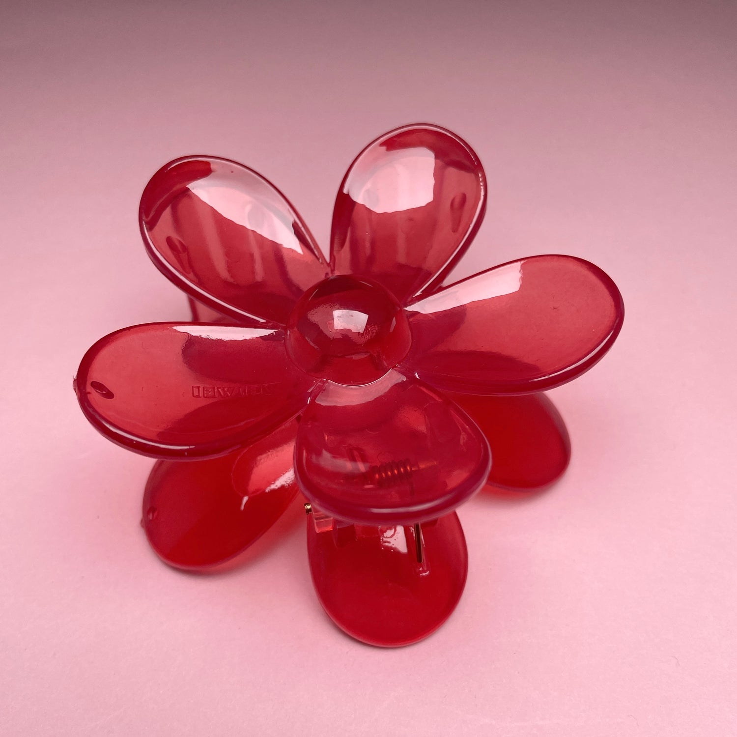 Flower Hairclip - Transparent Raspberry
