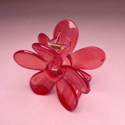 Flower Hairclip - Transparent Raspberry