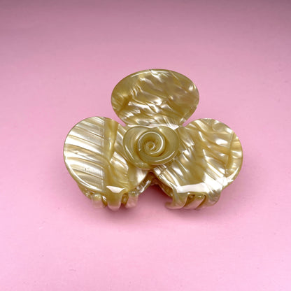Half Flower Hair Clip - Golden/Yellow Marble