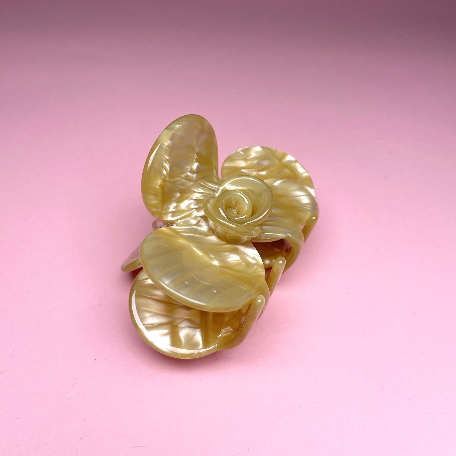 Half Flower Hair Clip - Golden/Yellow Marble