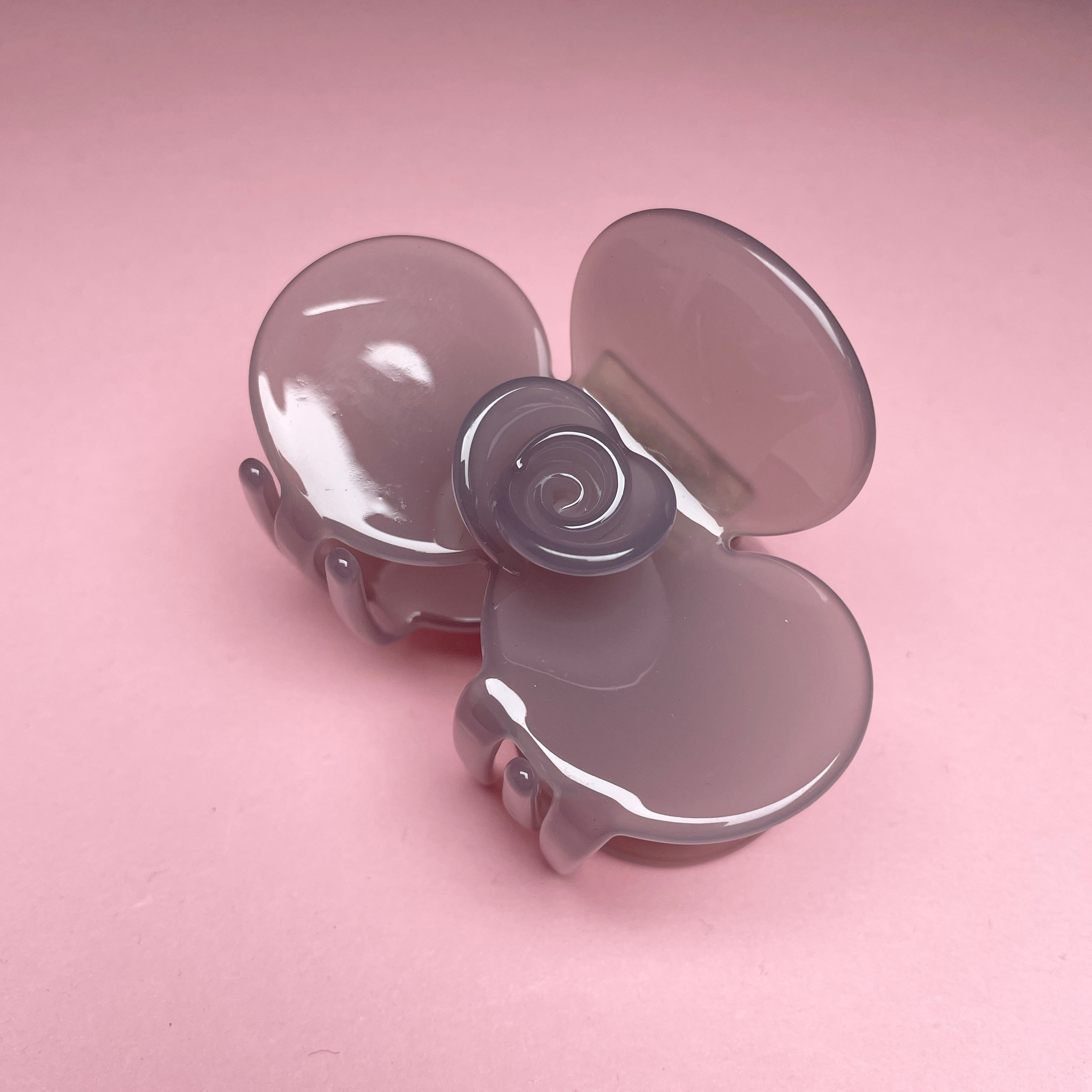 Half Flower Hair Clip - Transparent Purplish Grey