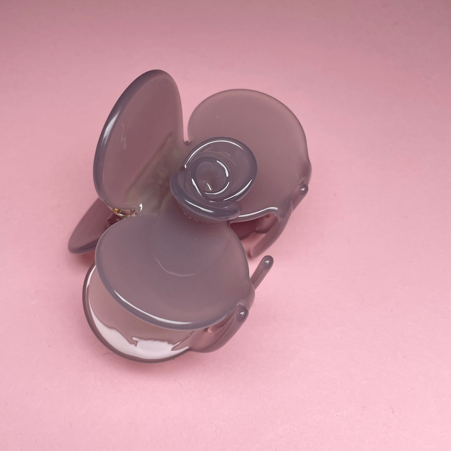 Half Flower Hair Clip - Transparent Purplish Grey