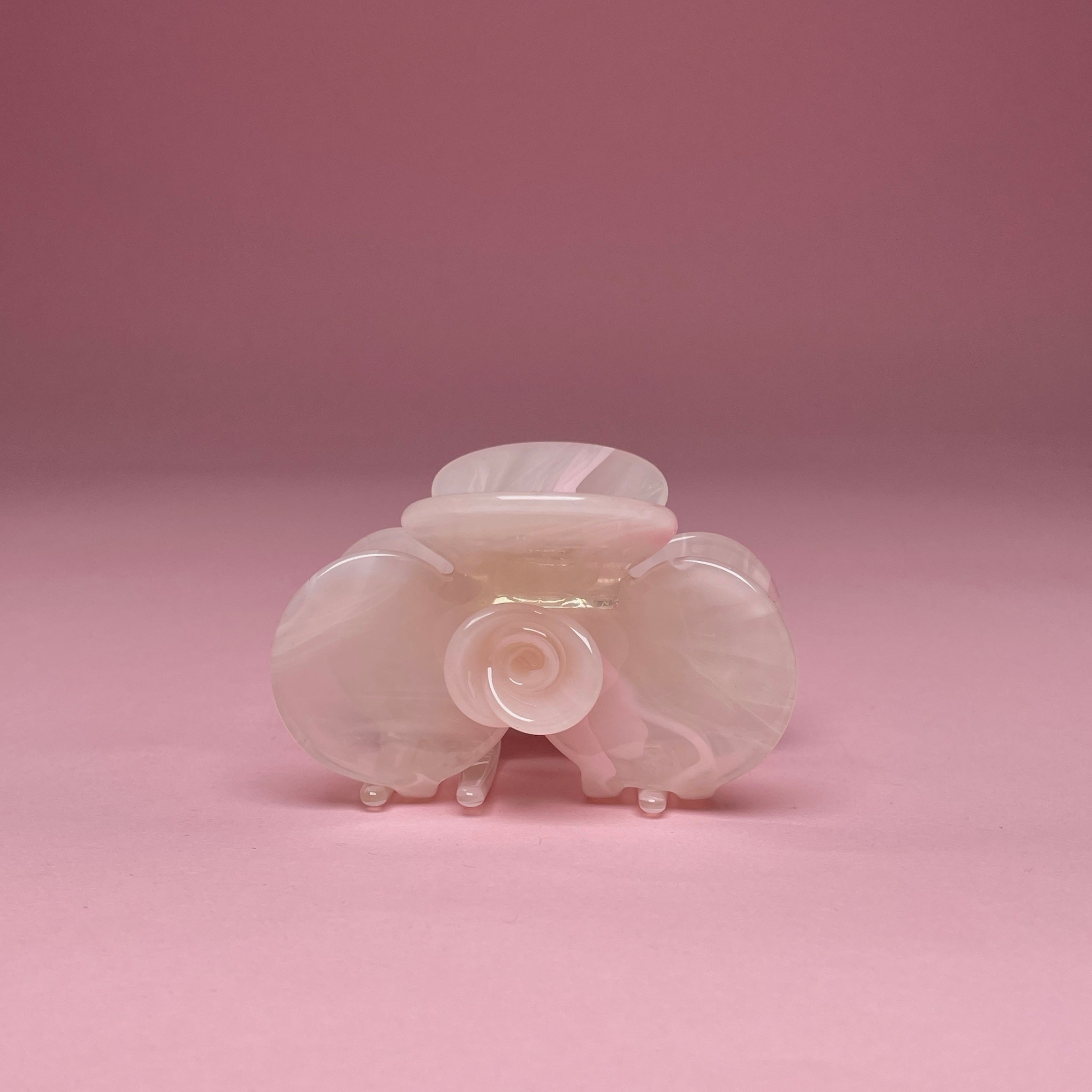 Half Flower Hair Clip - Transparent Baby Pink