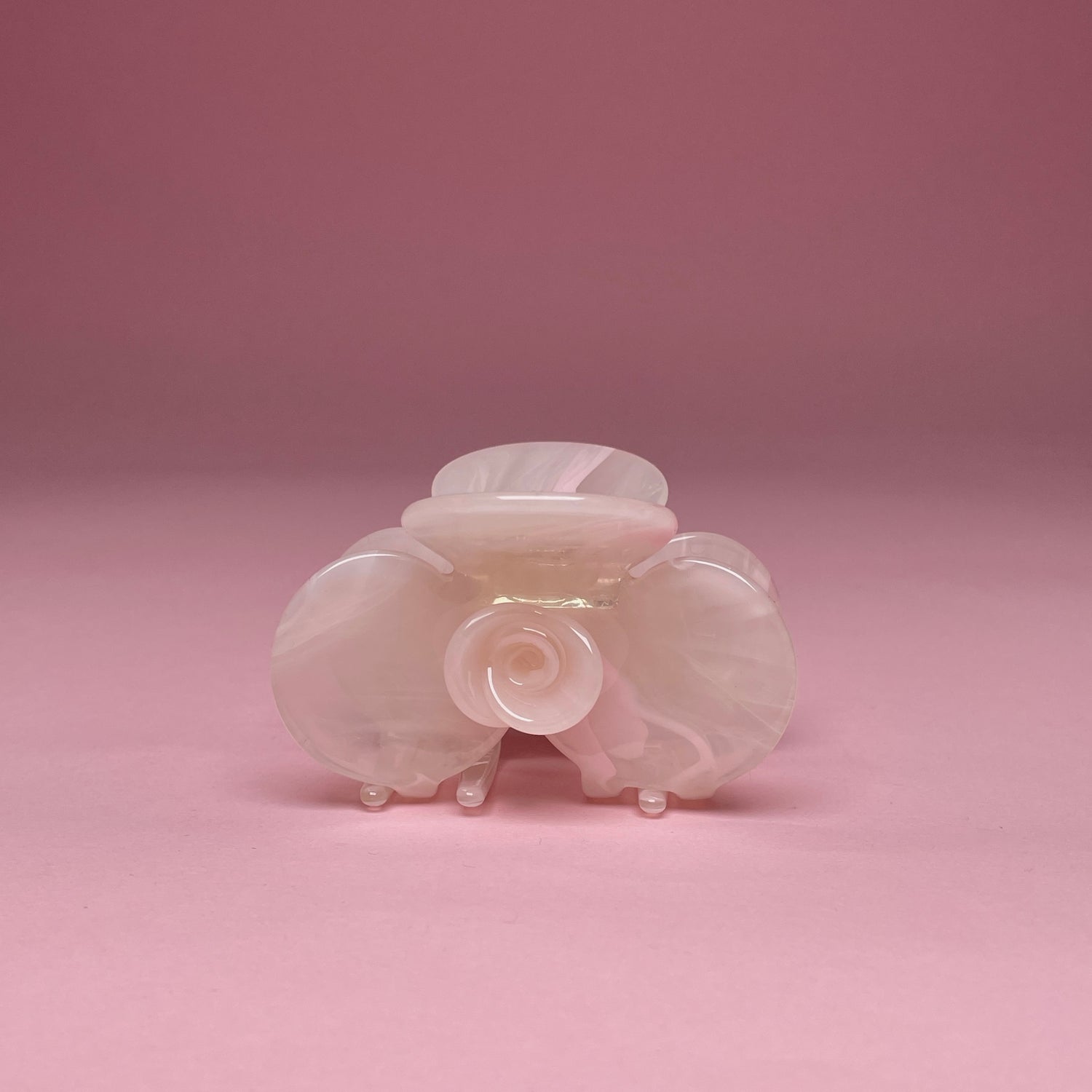 Half Flower Hair Clip - Transparent Baby Pink
