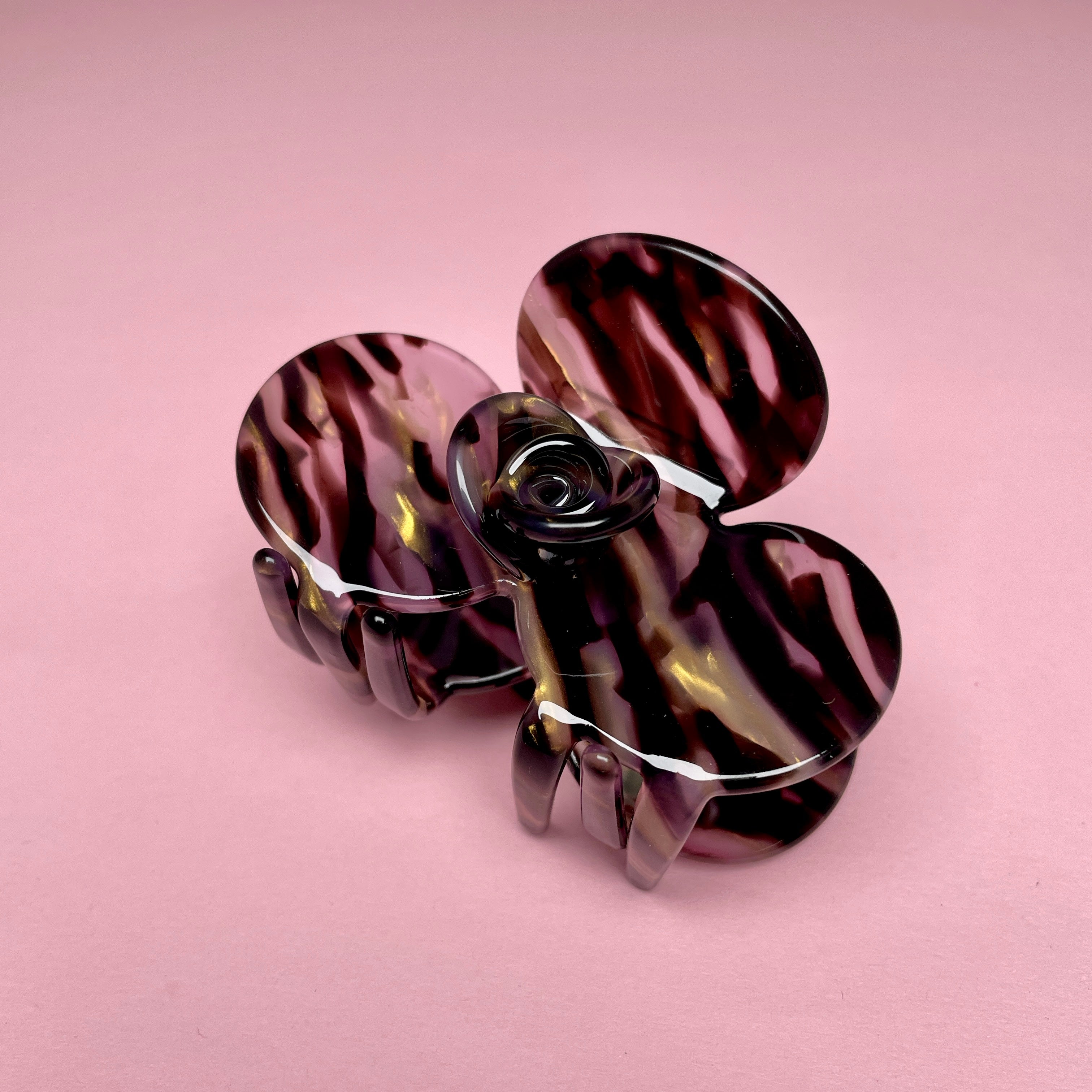 Half Flower Hair Clip - Brown/Gold/Purple