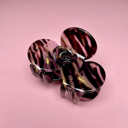 Half Flower Hair Clip - Brown/Gold/Purple